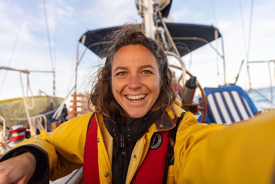Natassja in a yellow sailing jacket